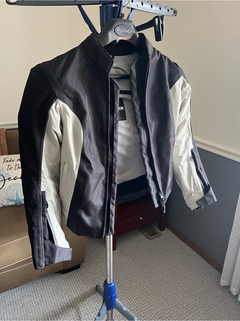 First Gear Allure Textile Motorcycle Jacket Womens XS Black Gray Zip Armor Vent